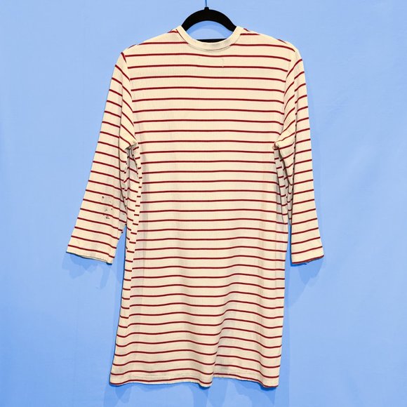 Reformation Benji Ribbed Dress Red and White Stripe - Picture 2 of 7